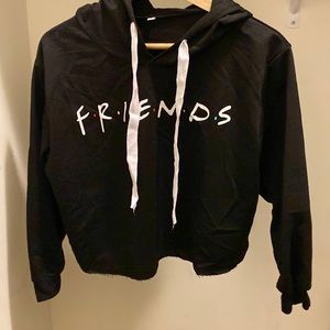 The One with the Black Sweatshirt Crop Top Size L